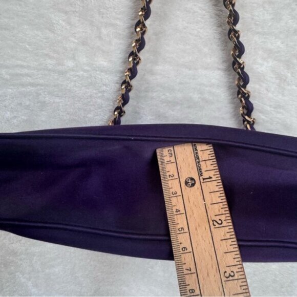 Love Moschino Satin Chain Strap Clothespin Turn Lock Shoulder Bag Purple Gold - Picture 16 of 16